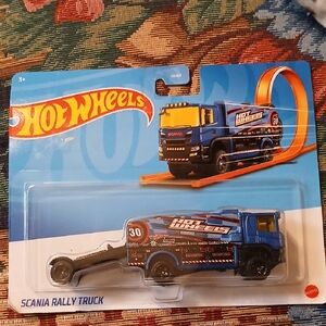 Hot Wheels Blue Scania Rally Truck Toy